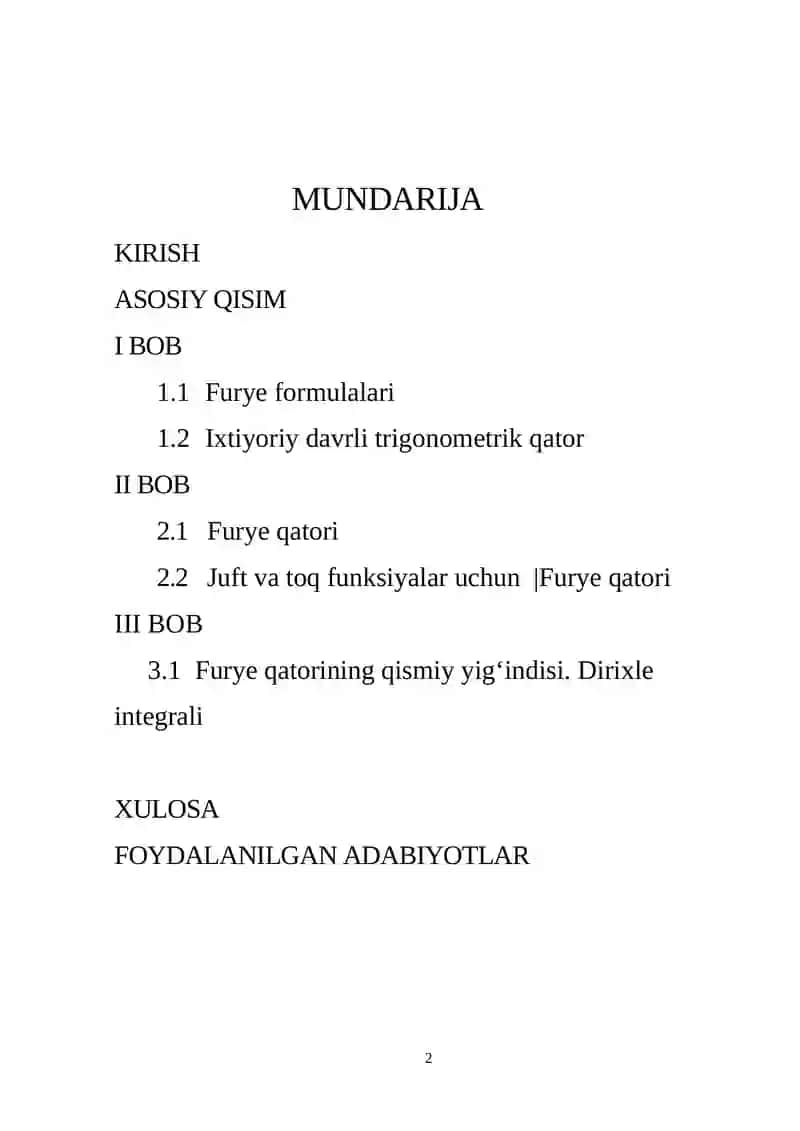 Furye qatorining yaqinlashish haqida Dini va Lipshits alomatlari. 2