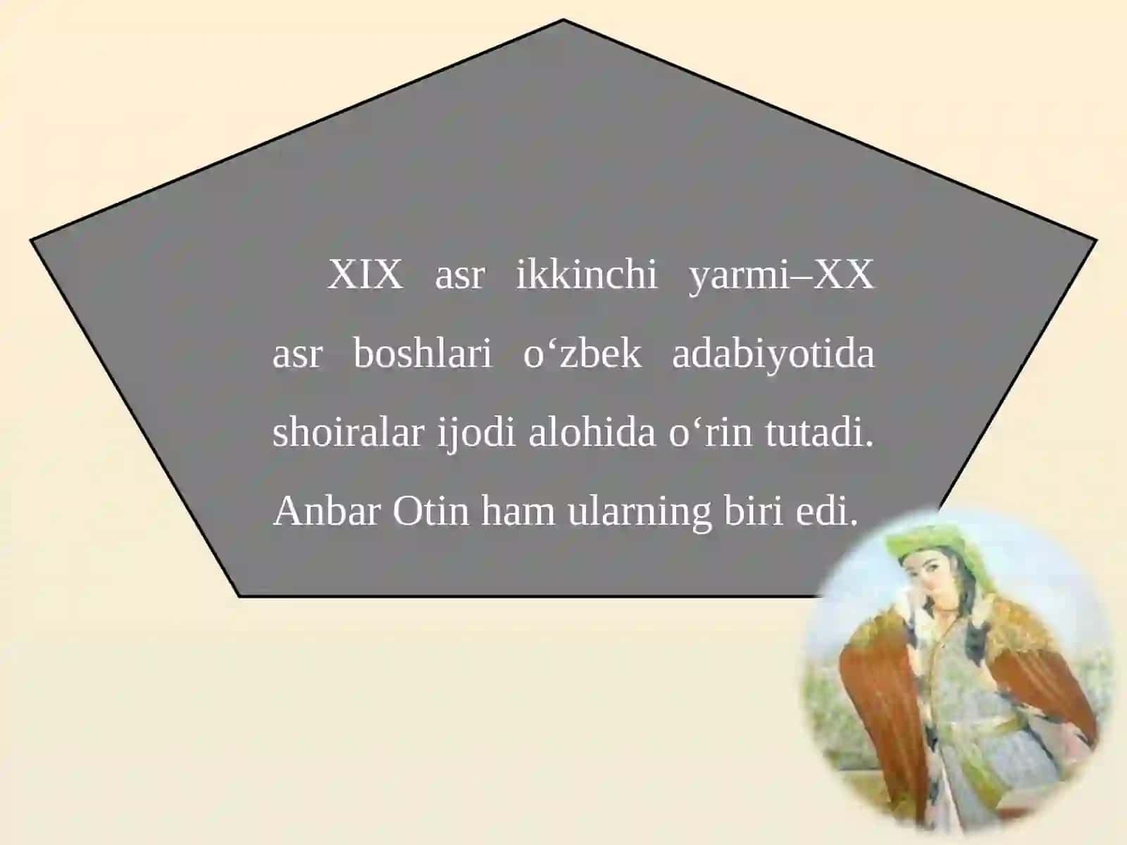 XIX asr ikkinchi yarmi–XX asr boshlari o‘zbek adabiyotida shoiralar ijodi 2