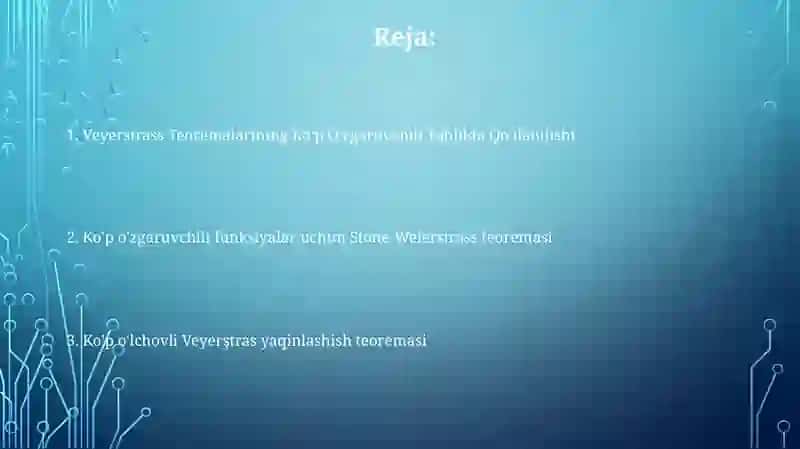 Ko'p o'zgaruvchili funksiya uchun Veyershtrass teoremalari 2