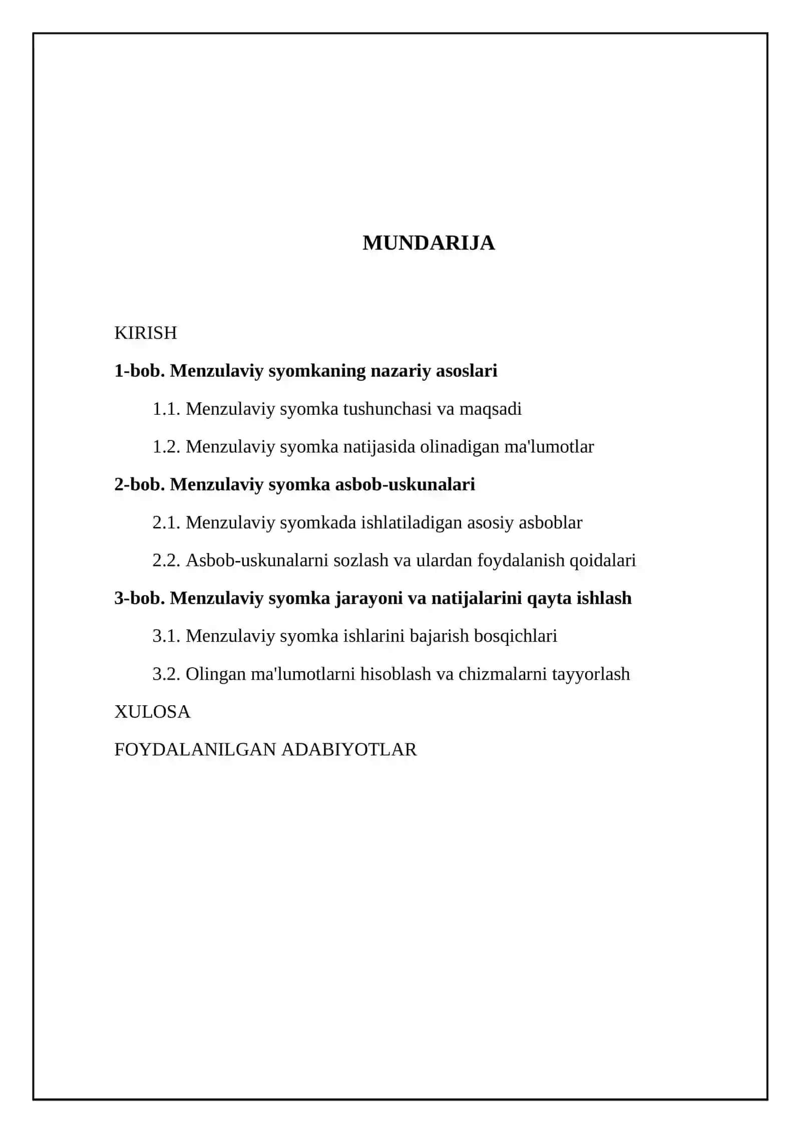 Menzulaviy syomka mohiyati va asboblari 2