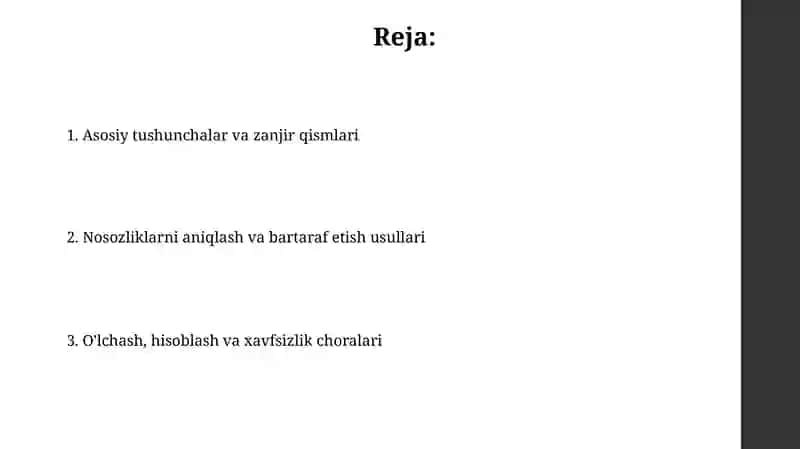Ketma ket ulangan oʻzgarmas tok zanjirini tekshirish 2