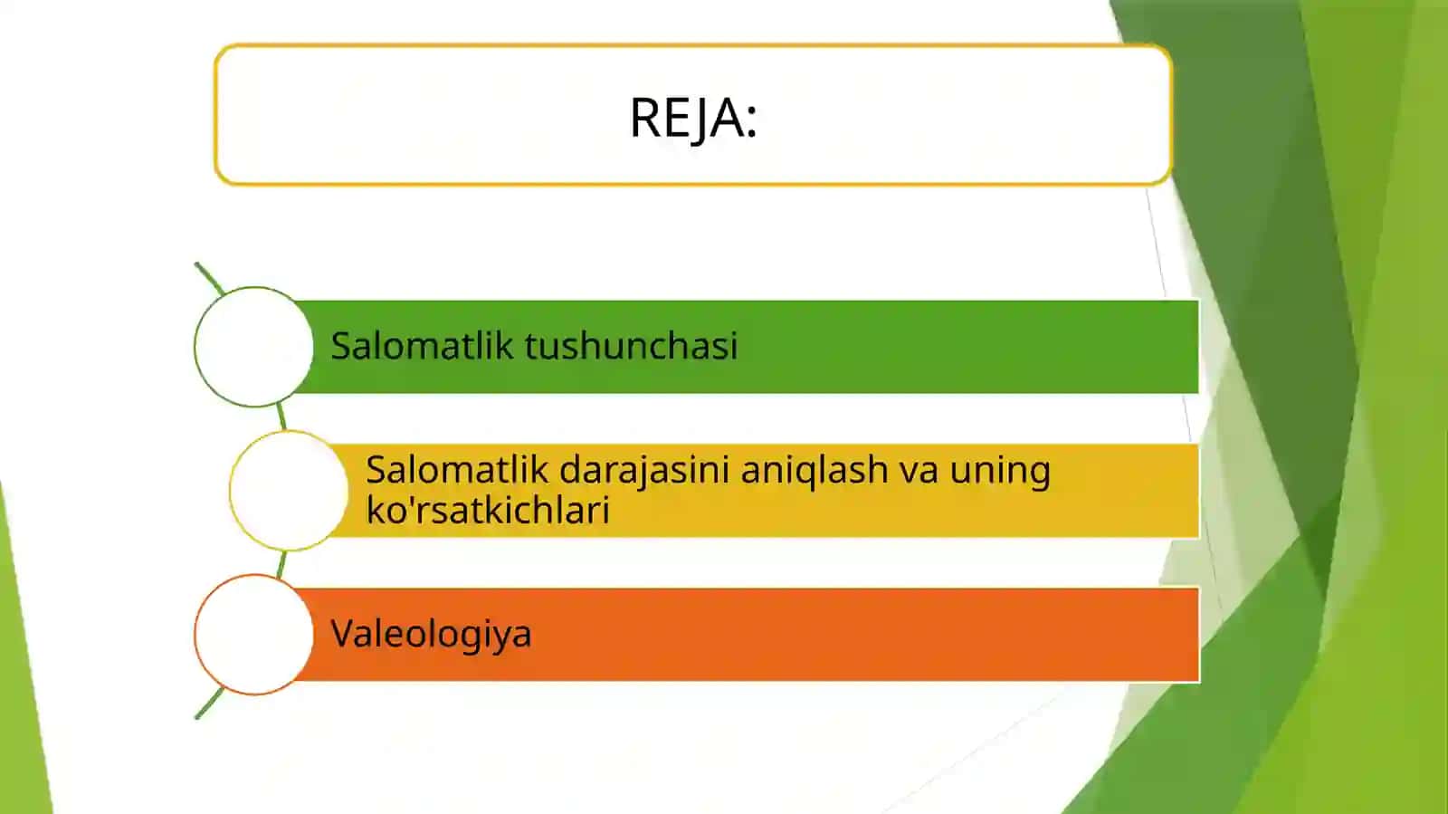 Salomatlik(sog’lik). Gospital pedagogika 2