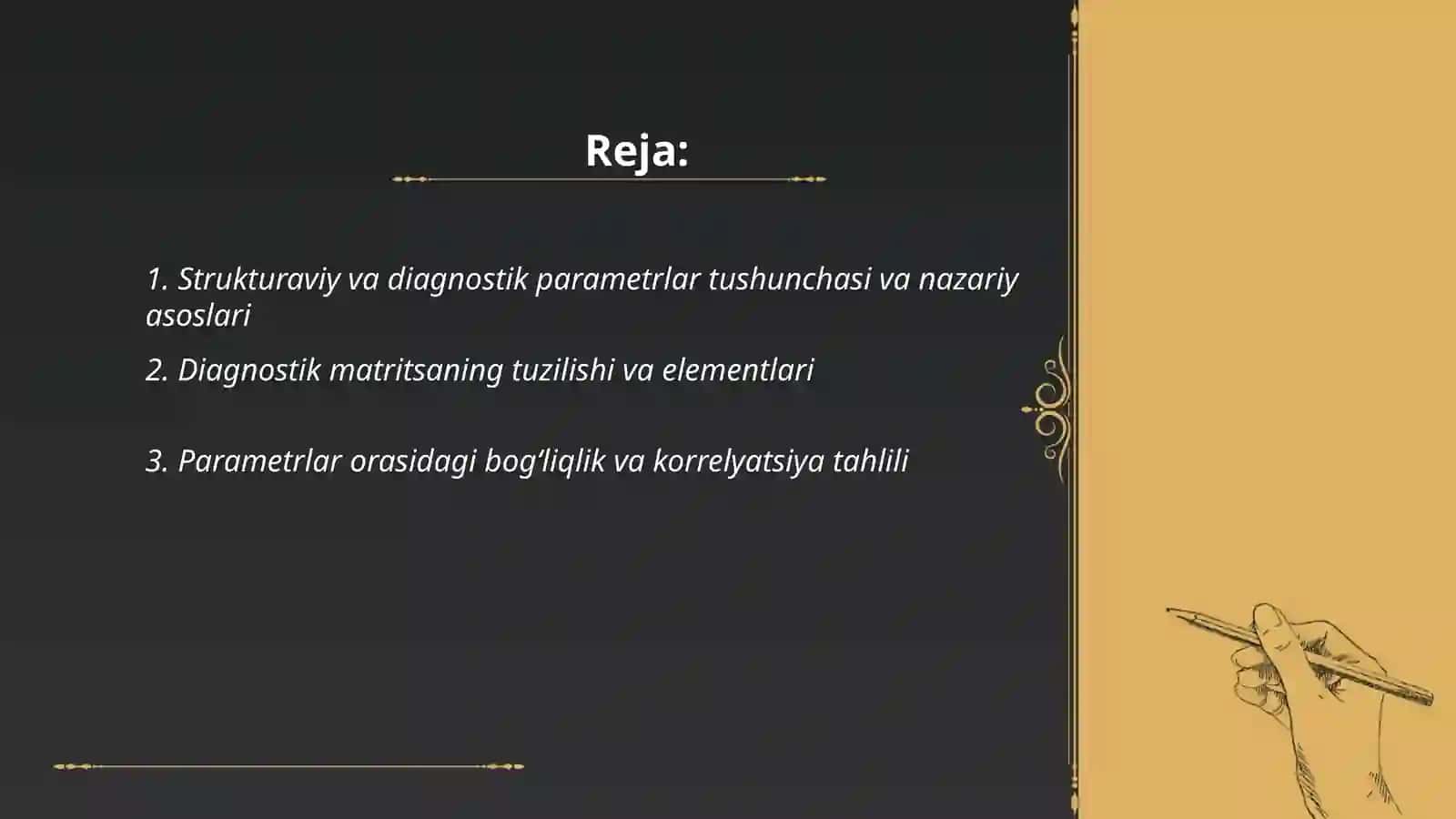 Strukturaviy va diagnostik parametrlarning diagnostik matrits aloqalari 2