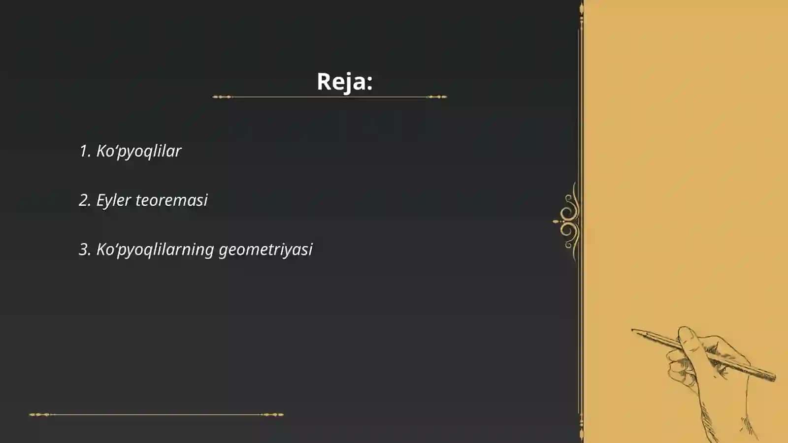 Koʻpyoqlilar haqida Eyler teoremasi 2