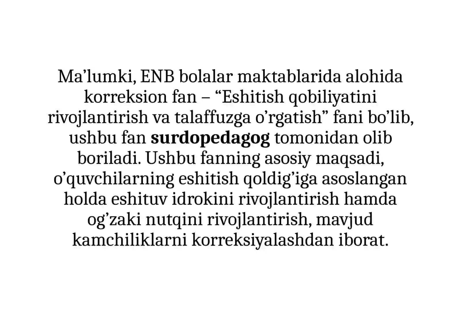 ENB bolalar uchun ixtisoslashtirilgan maktablarda surdopedagog faoliyati 2