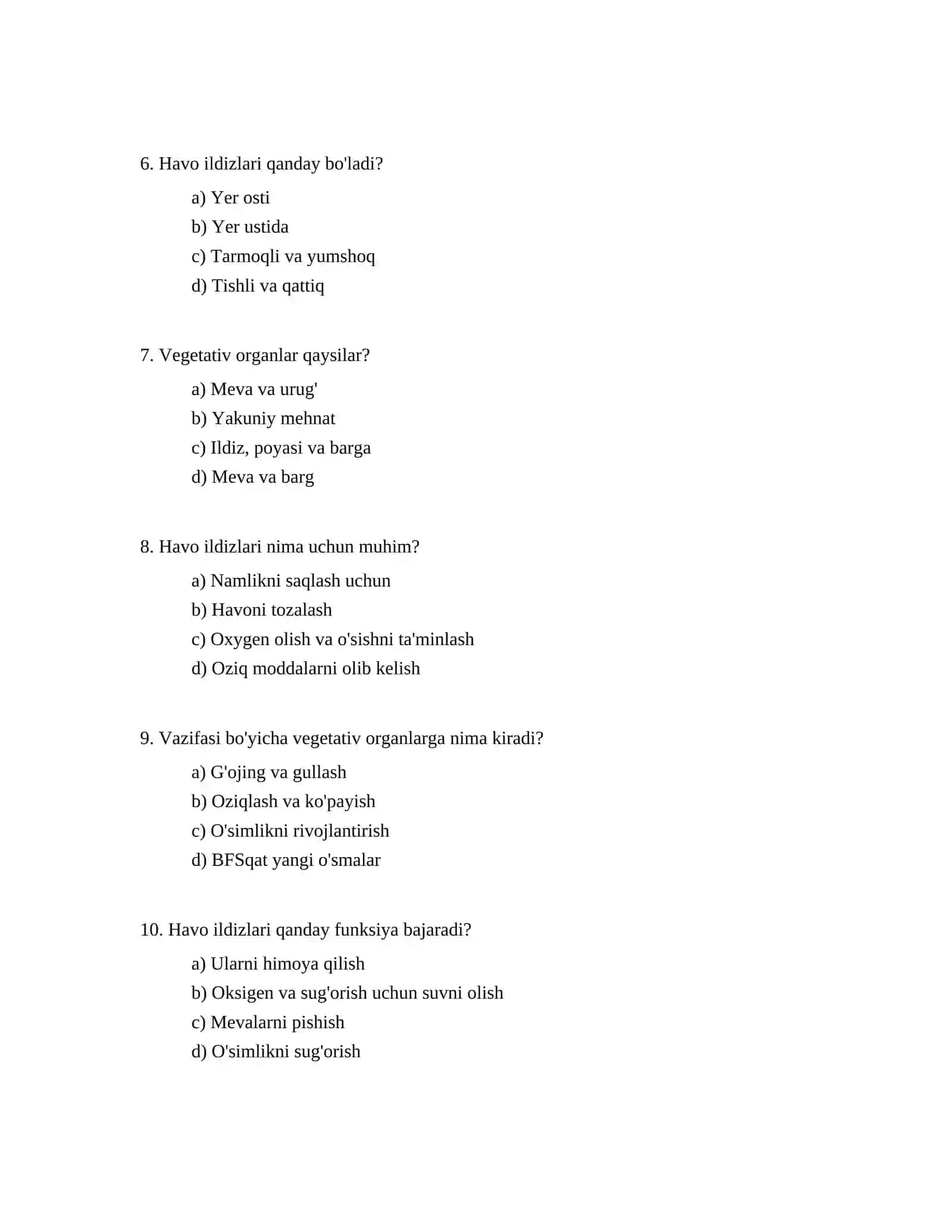 Vegetativ organlar. Havo ildizlari tuzilishi va ahamiyati 2