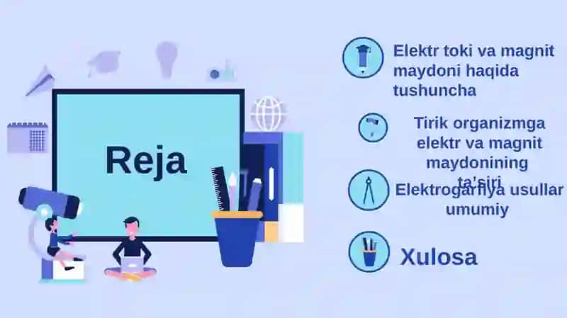 Elektr va magnit maydolari va ularnnig tirik organizmga ta’siri. Elektrografiya usullarini fizik asoslarini o‘rganish (EKG, EEG, EMG) 2