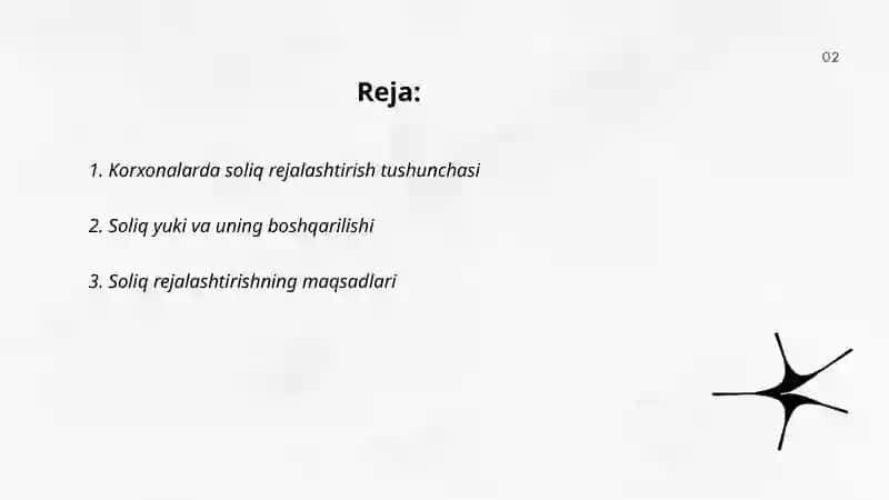 Korxonalarda soliqlarni rejalashtirish 2