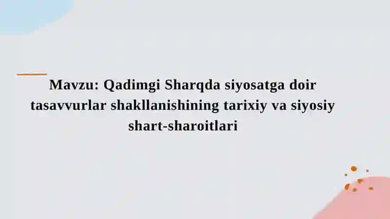 Siyosatshunoslik yo’nalishidan ta’limotlar tayyorlash 2