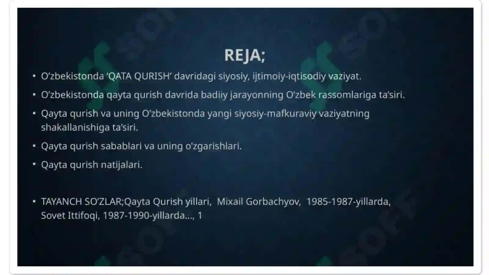 “Qaytaqurish“yillarida O‘zbekistondagi ijtimoiy-siyosiy vaziyat 2