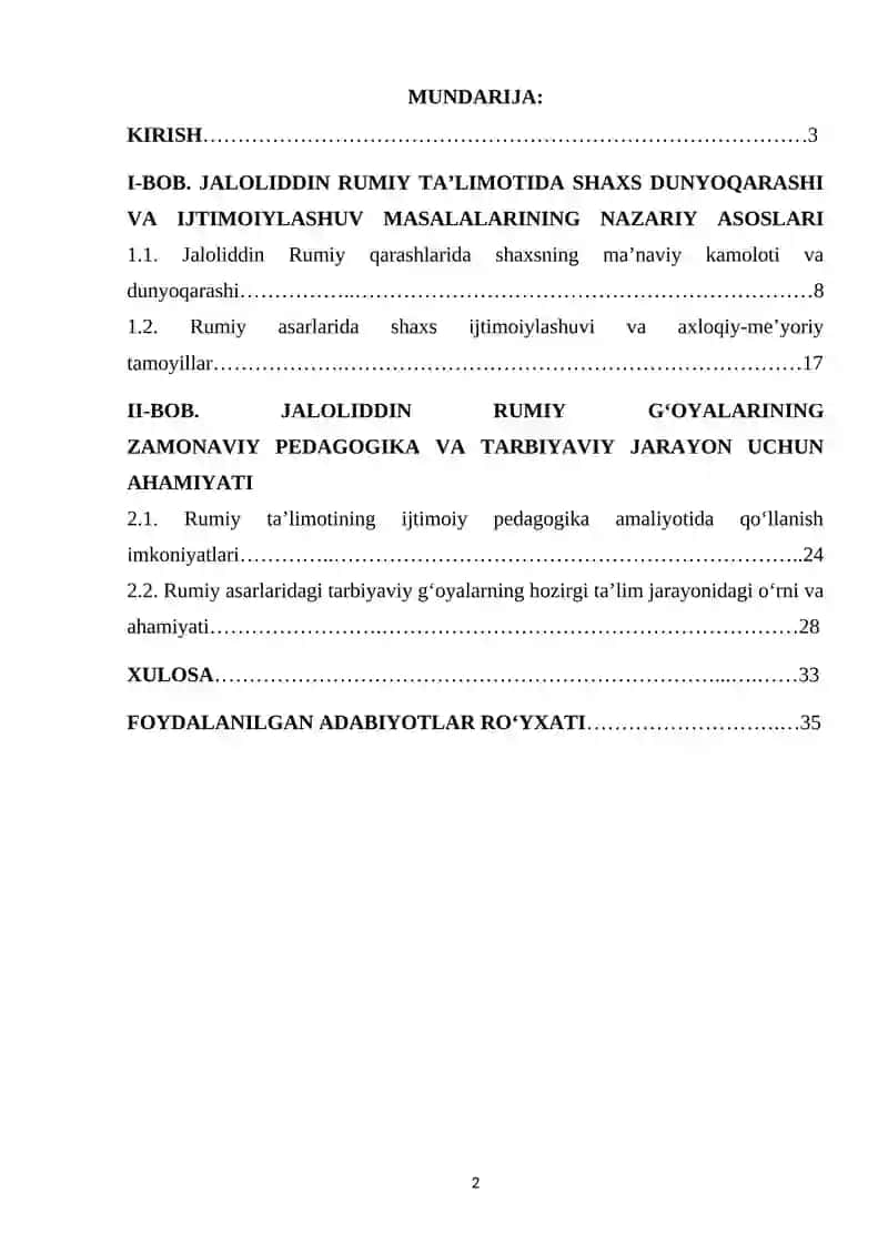 Jaloliddin Rumiy shaxs dunyoqarashi va ijtimoylashish masalalarini yoritilishi 2
