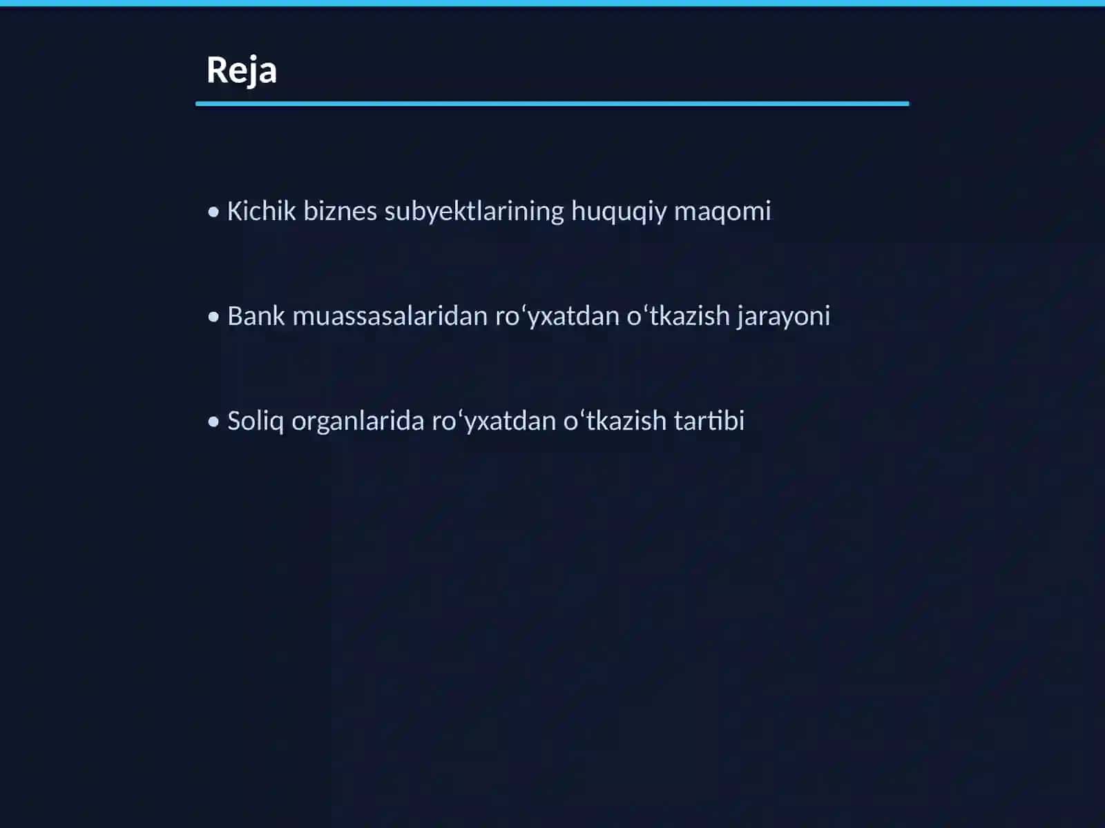 Kichik biznes subyektlarini bank, soliq va moliya muassasalaridan roʻyxatdan oʻtkazish tartibi, litsenziya berish tartibi 2