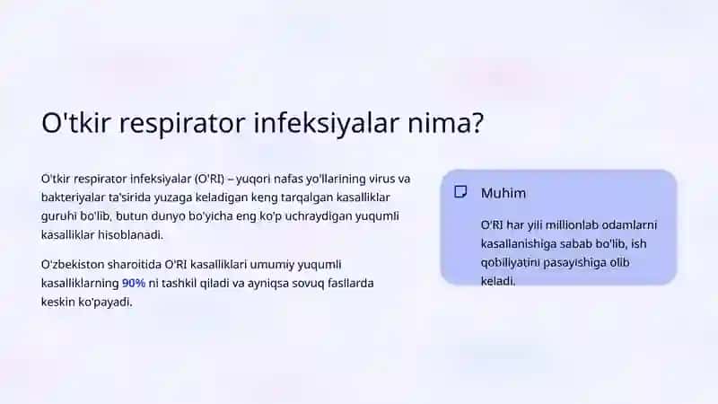 O'tkir respirator infeksiyalar: klinika va davolash 2