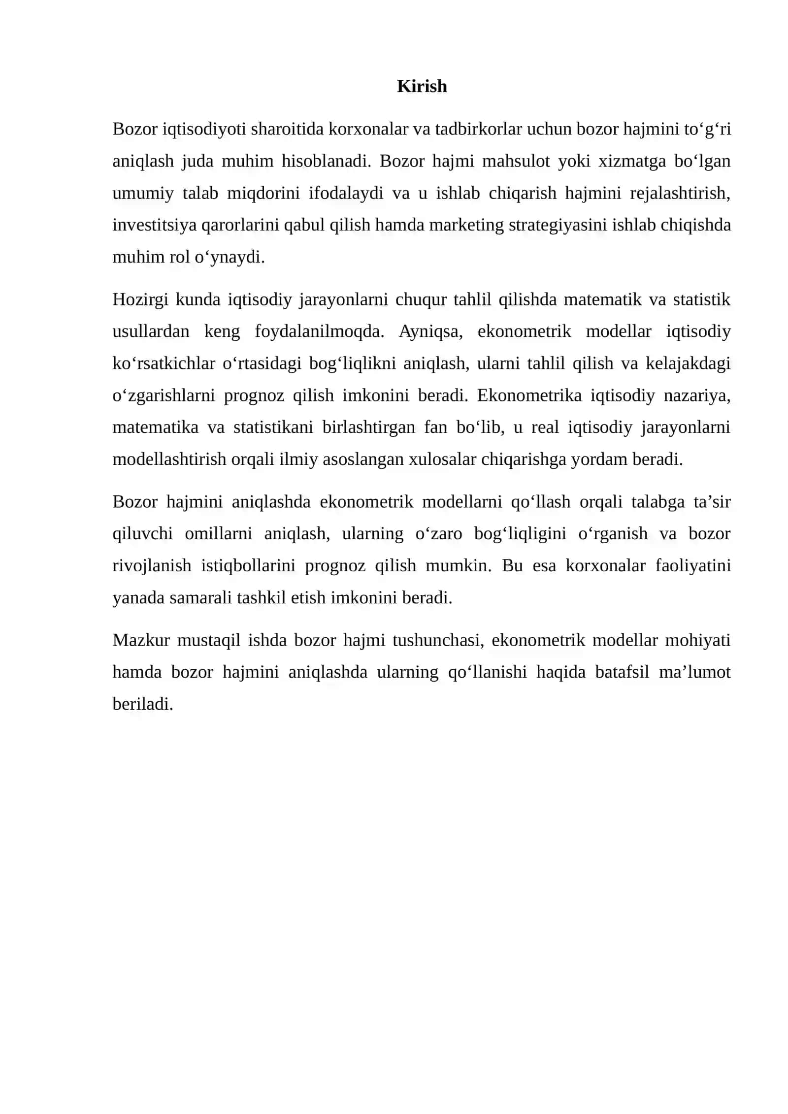 Ekonometrik modellar tushunchasi va ularning iqtisodiy tahlildagi ahamiyati 2