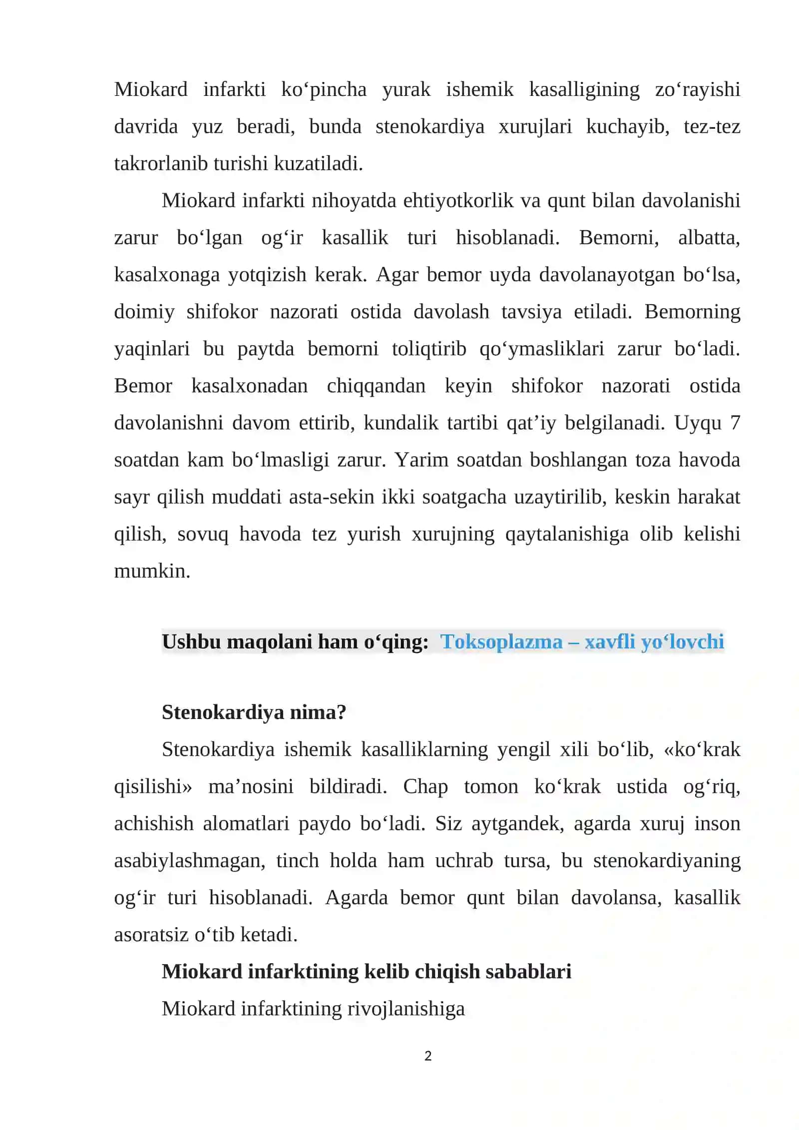 Infarkt miokart kassaligidan so`ngi holatida davolash jismoniy tarbiyasi 2
