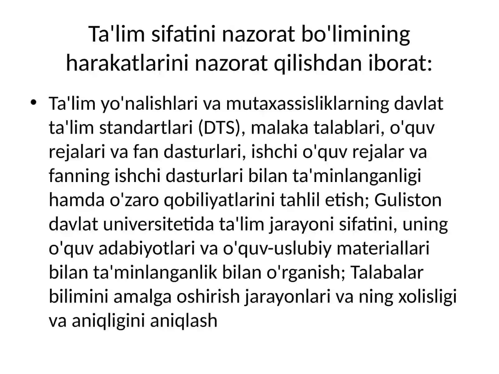 Ta'lim sifatiniloyixalashning asosiy vazifalari 2
