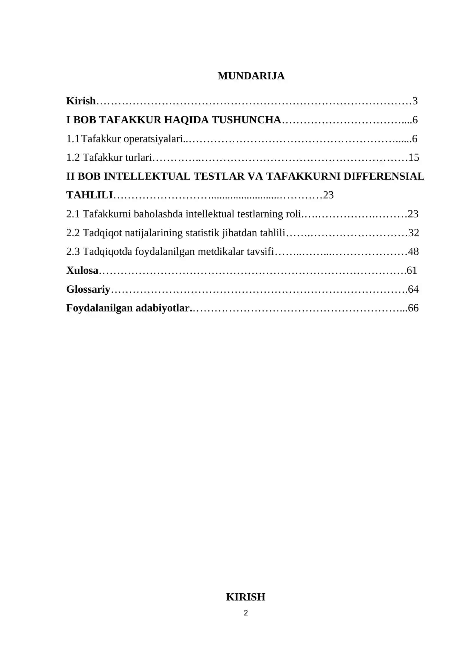 TAFAKKURNI DIFFERENSIAL PSIXOLOGIK O‘RGANISH VA INTELLEKTUAL TESTLAR 2