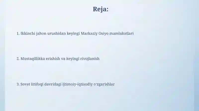 Ikkinchi jahon urushidan keyingi Markaziy Osiyoning qishloq xo'jaligi 2