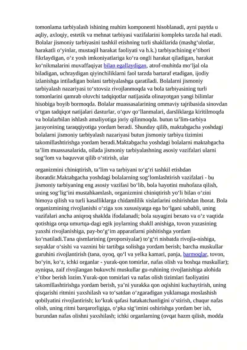 Maktabgacha ta’limda jismoniy tarbiya metodikasi 2