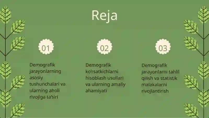 Aholi orasida demografik jarayon va demografik ko’rsatkichlarni hisoblash usullari 2