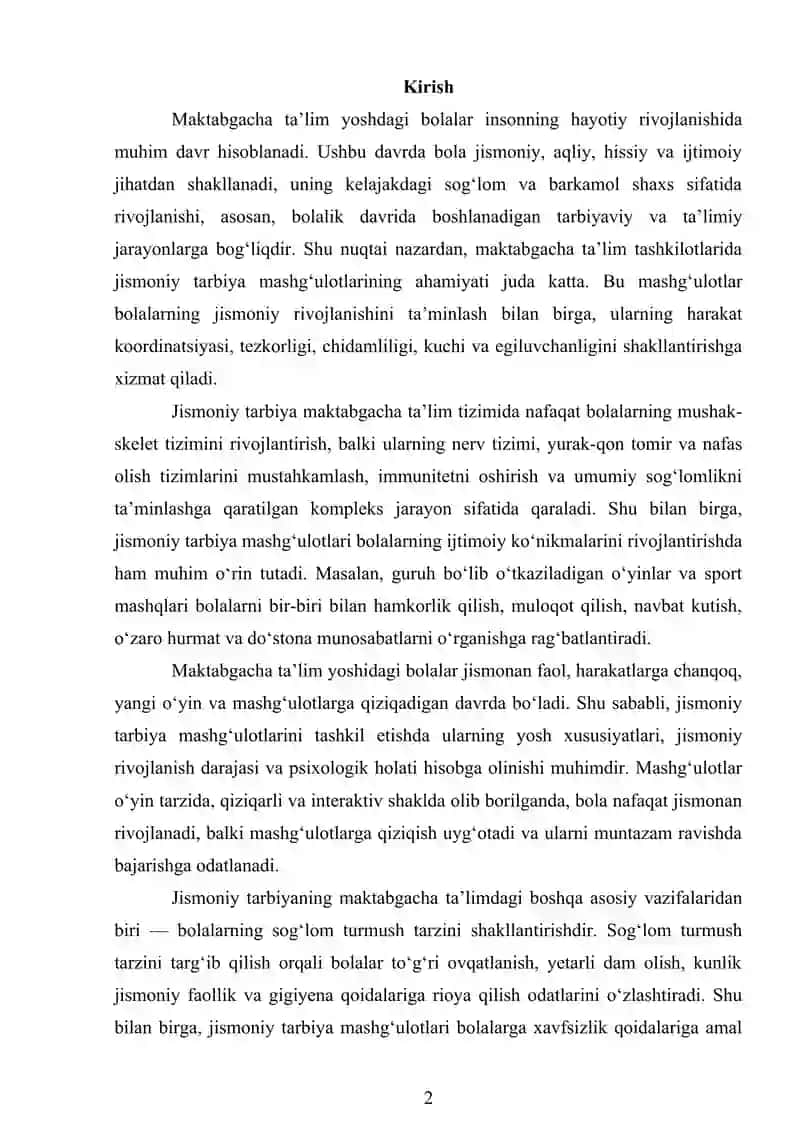 Jismoniy Tarbiya Mashg'ulotlari 2