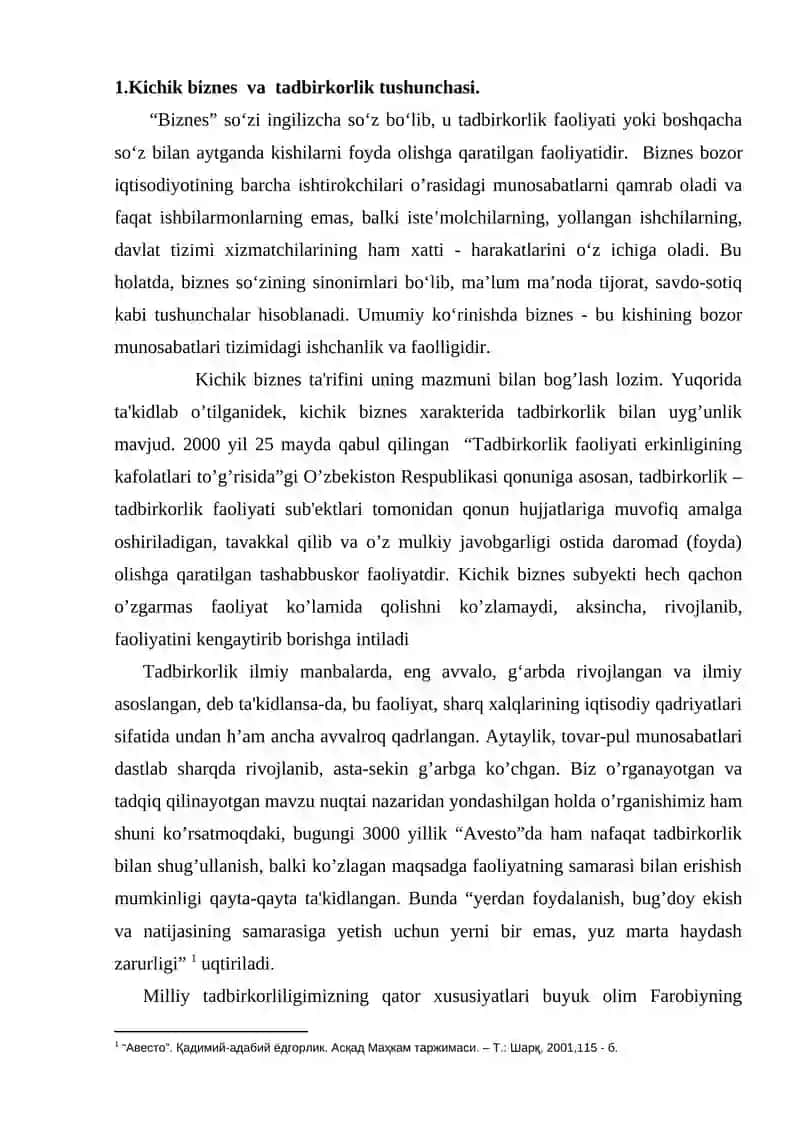 Kichik biznesni soliqqa tortishning umumiy tasnifi 2