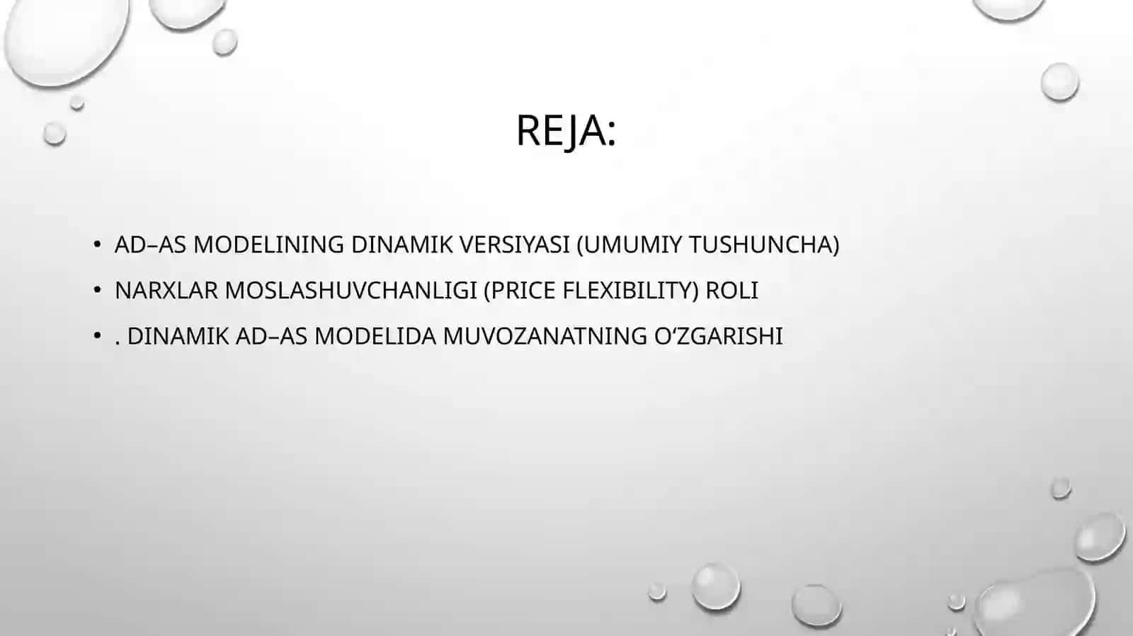 Ad AS modelining dinamik versiyasidan narx moslashuvchanligi 2