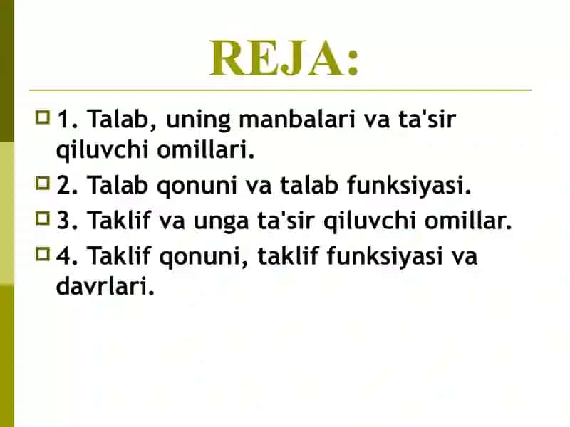 Bozor iqtisodiyotida talab va taklifning ahamiyati 2