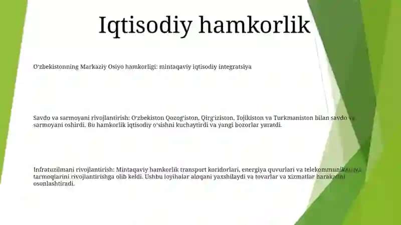 O‘zbekistonning Markaziy Osiyo hamkorligi 2