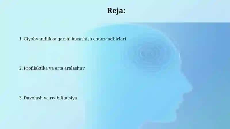 Giyohvandlikka qarshi kurashish chora-tadbirlari 2