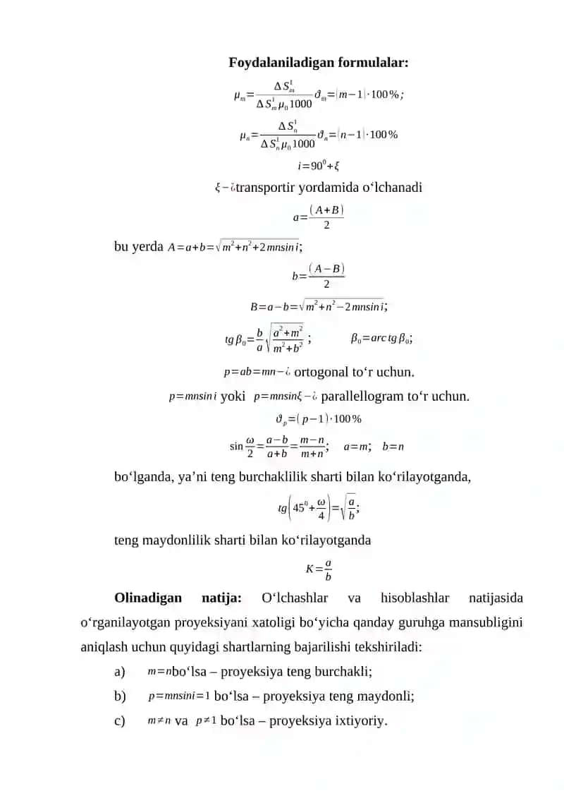 Kartografik proyeksiyalardagi xatoliklarni aniqlash 2