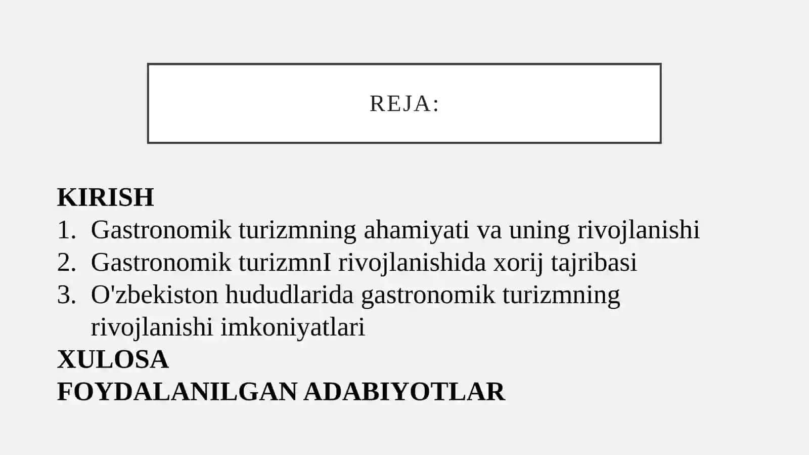 O'zbekiston hududlarida gastronomik turizmning rivojlanishi imkoniyatlari 2