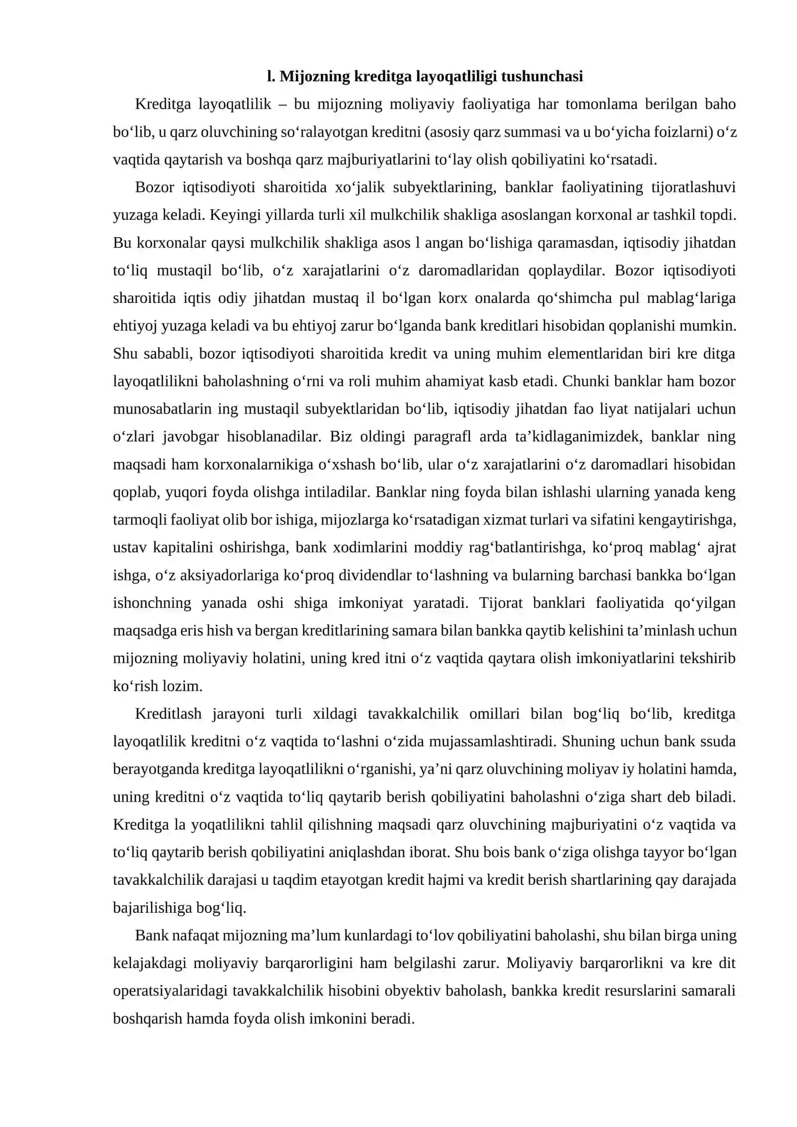 Kreditga layoqatlilik tahlili 2