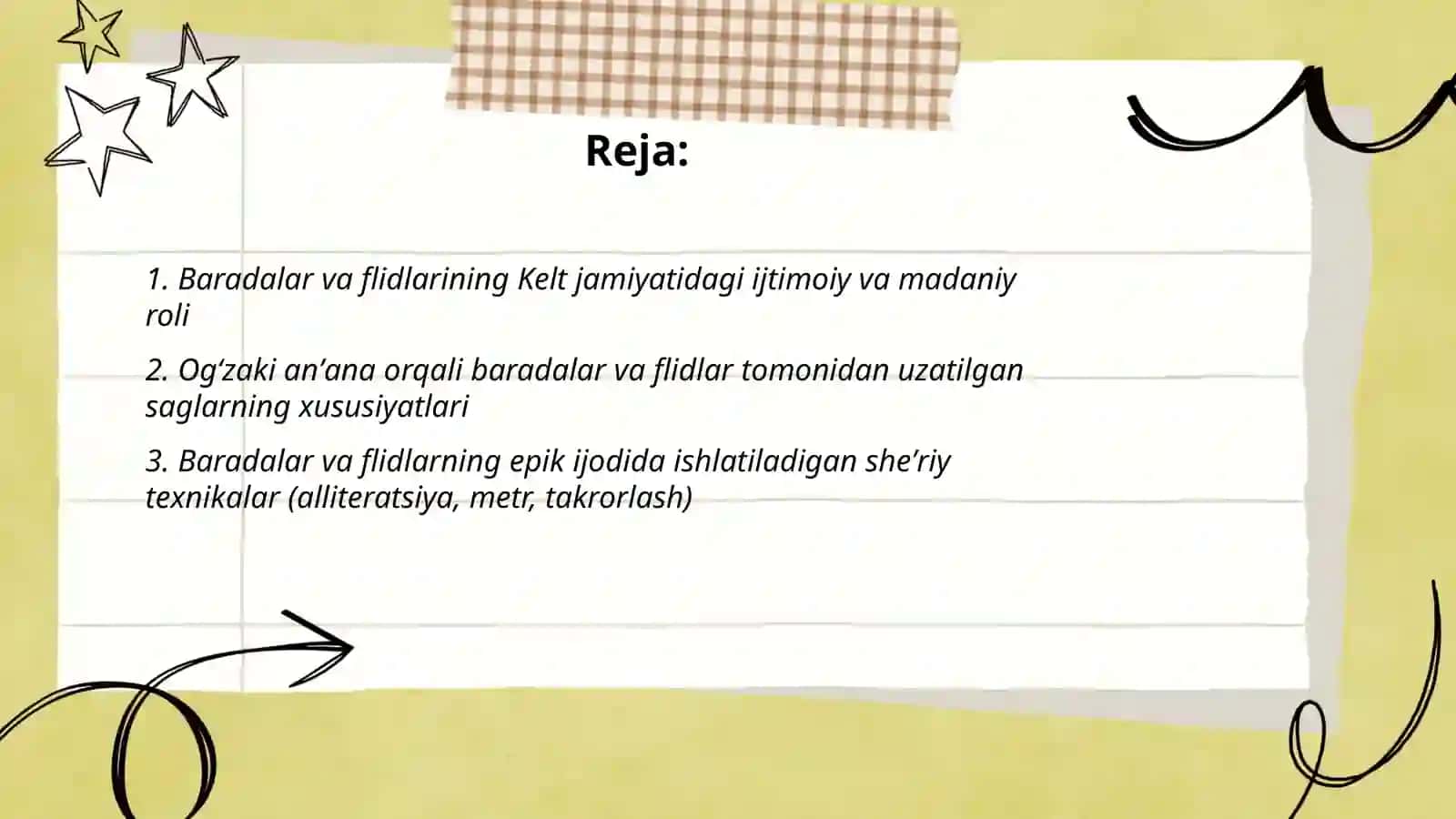 Kelt xalqlari epik ijodi. Baradalar va Flidlar tomonidan ijod etilgan saglar 2