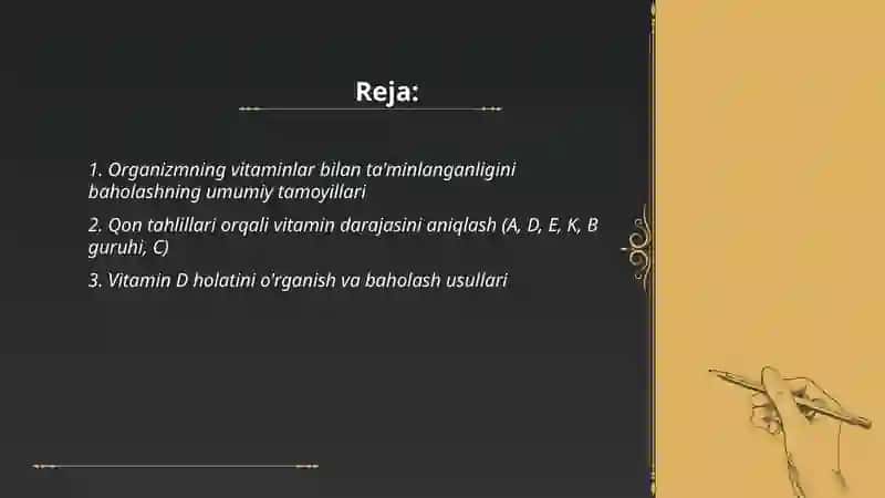 Organizmning Vitaminlar Bilan Ta’minlanganligini O‘rganish va Baholash 2