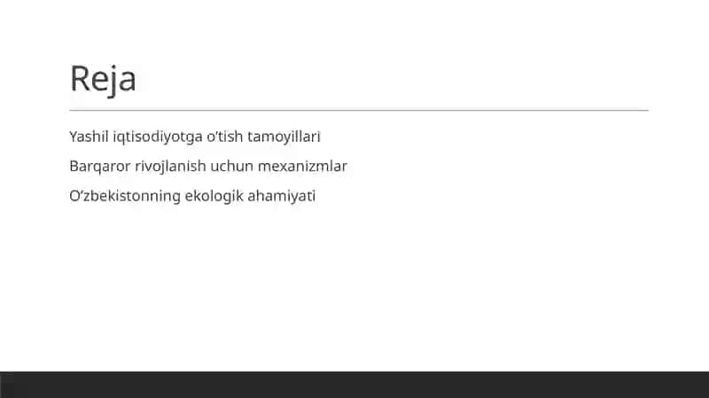 Yashil iqtisodiyotga o’tishning zaruriyati tamoyillari va dastaklari 2