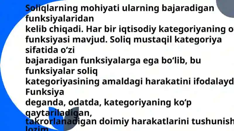 Soliqlarning funksiyalari va ularni takomilashtirish yo'llari 2