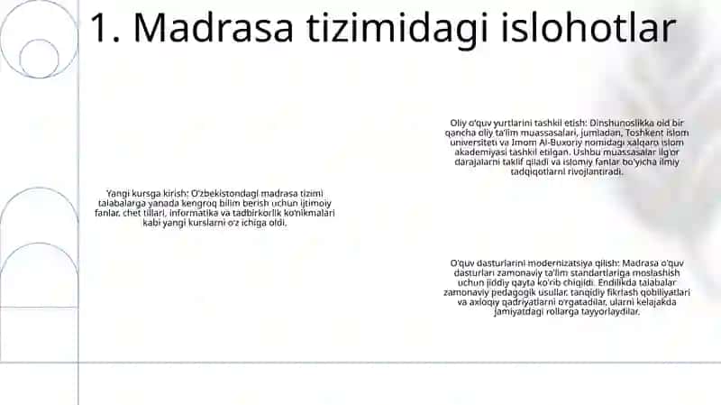 O'Zbekistonda Mustaqillik Yillarda Diniy Ta'Lim Tizimida Amalga Oshirilgan Islohotlar 2