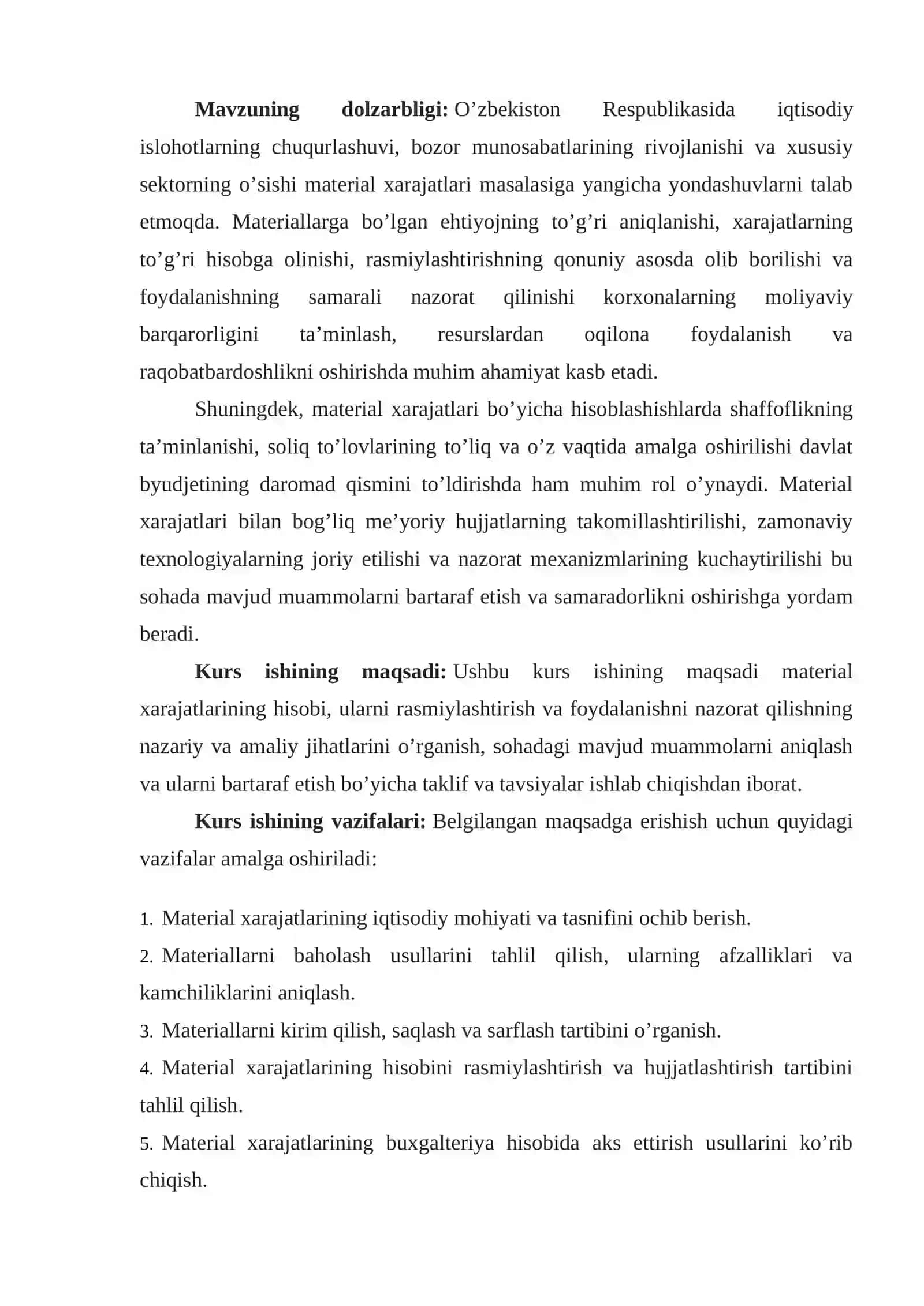 MATERIAL XARAJATLARINING HISOBI 2