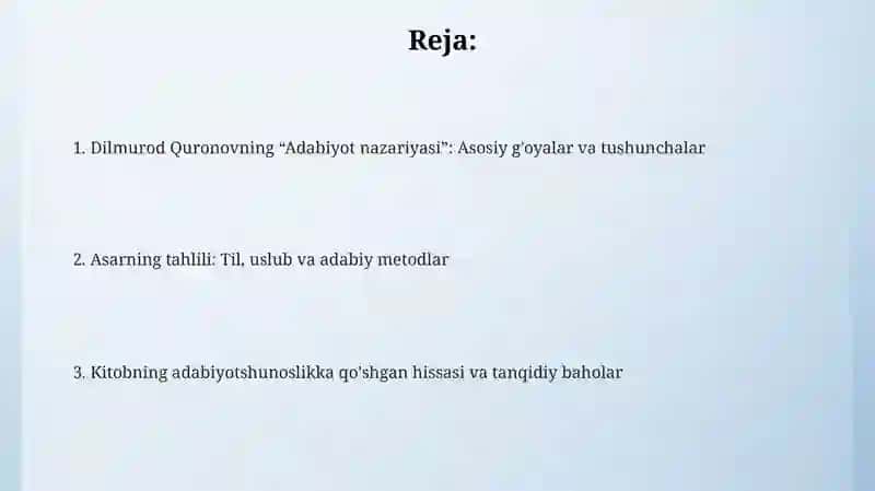 DilmurodQuronovning "Adabiyotnazariyasi" kitobi 2