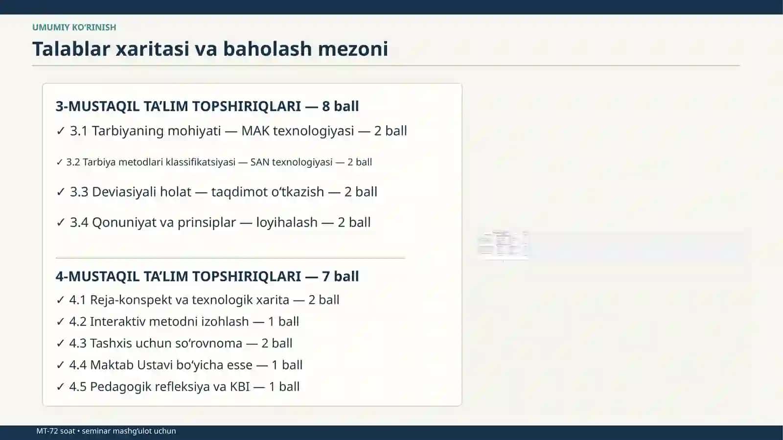MUSTAQIL TA’LIM Seminar Mashg‘ulot Uchun Tayyor Materiallar To‘plami 2