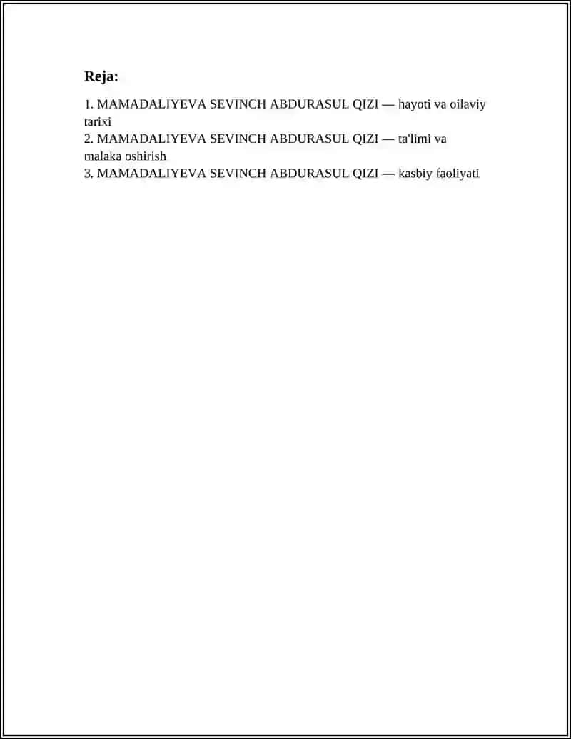 MAMADALIYEVA SEVINCH ABDURASUL QIZI 2