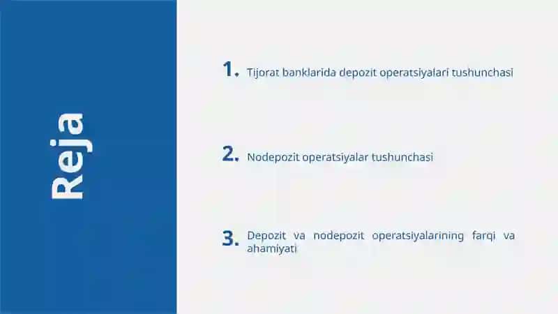 Tijorat banklarining depozit va nodepozit operatsiyalarining tavsifi 2