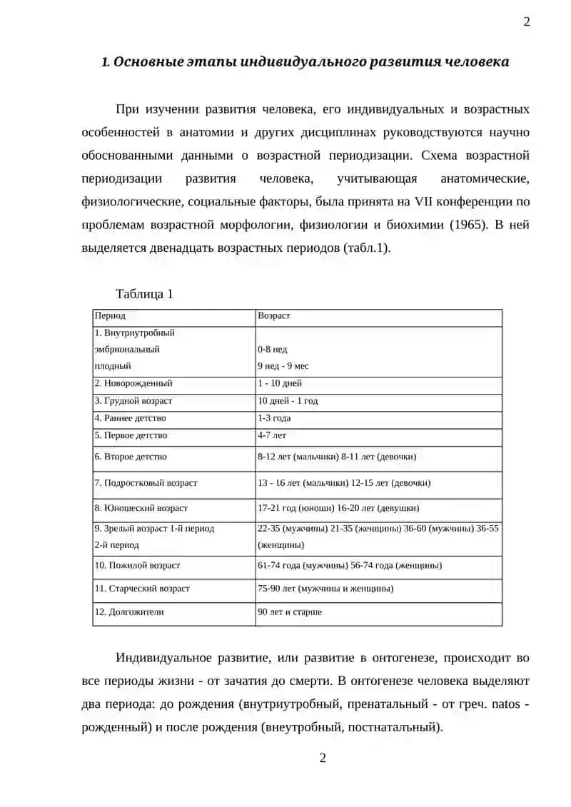 Возрастные периоды развития человека 2