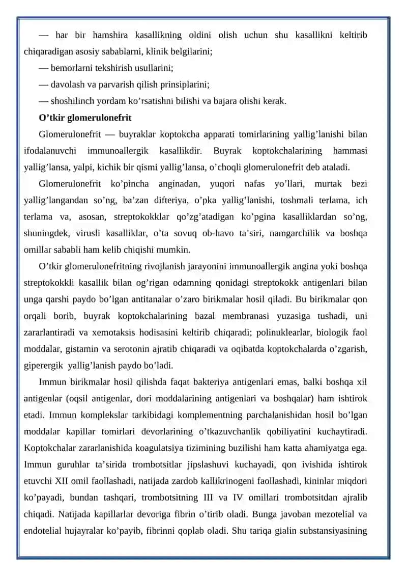O’TKIR INFEKSION GLOMERULONEFRITLAR 2