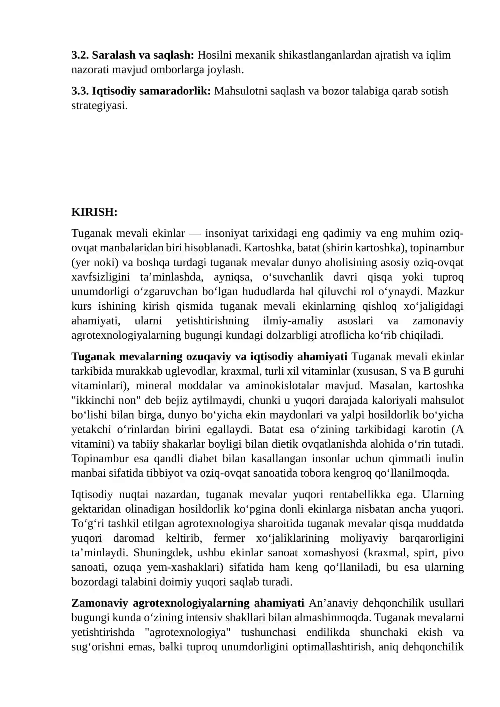 Tuganak mevali ekinlarni yetishtirish agrotexnologiyasini ishlab chiqish 2