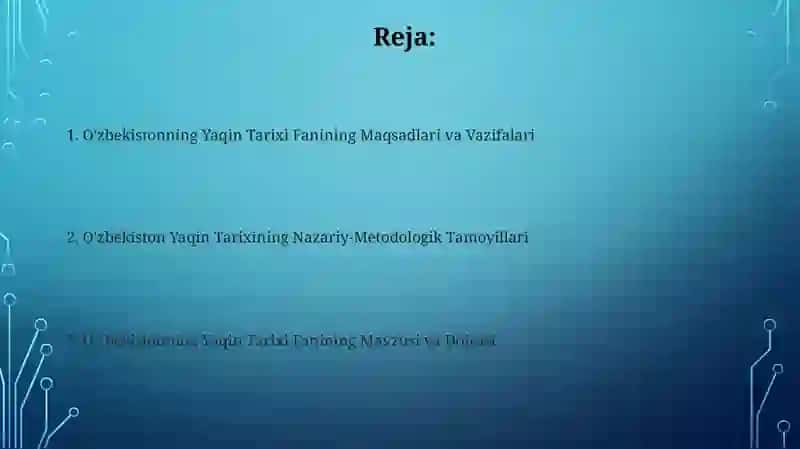 O'zbekistonning Yaqin Tarixi Fanining Maqsadlari va Vazifalari 2