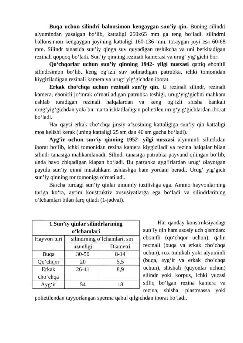 Sun’iy qinlarni yig‘ish va ishlatishga tayyorlash 2