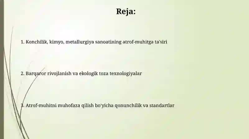 Konchilik, kimyo, metallurgiya sanoati va atrof-muhit muhofazasi 2