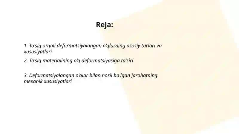 To'siq orqali deformatsiyalangan o'qlar bilan jarohatlanish xususiyatlari 2